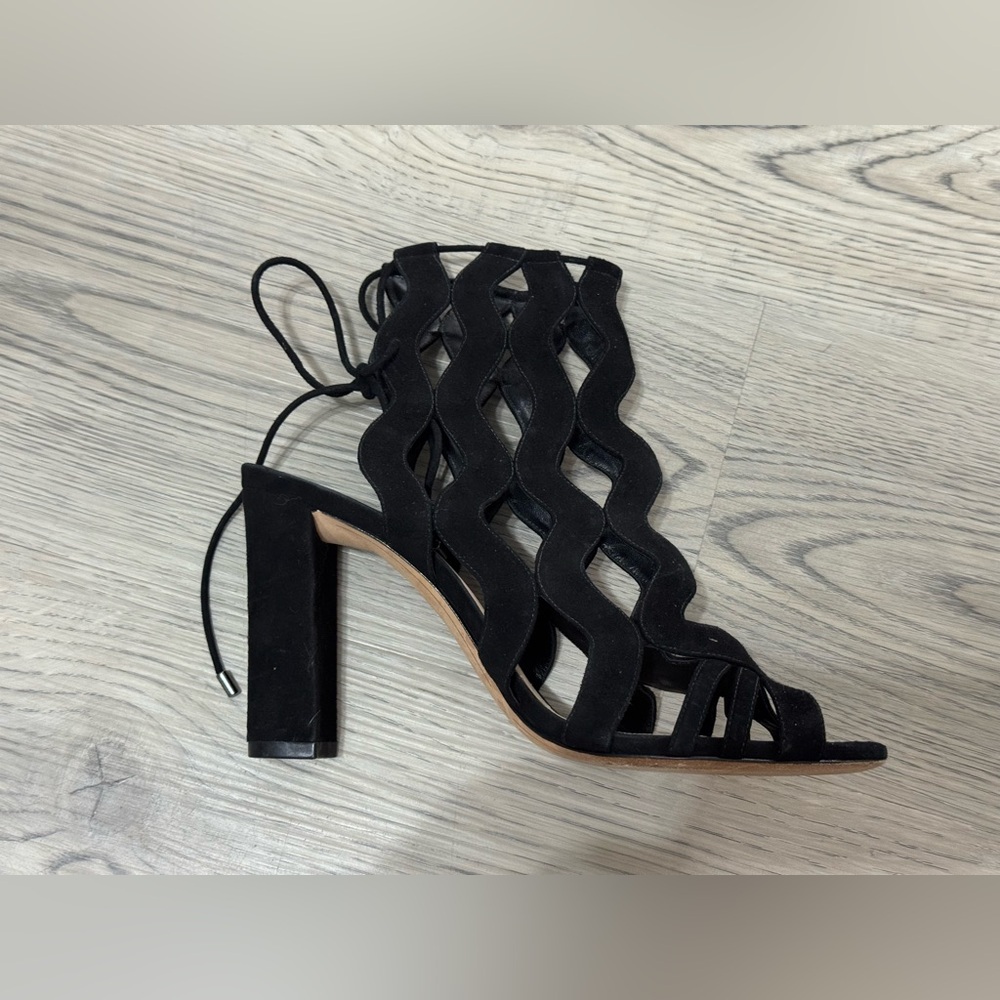 Alexandre Birman Loretta Black Suede Cutout Block Heels Size 41 /11 US $995 EUC - Picture 9 of 15
